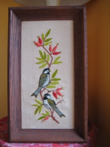embroidered birds